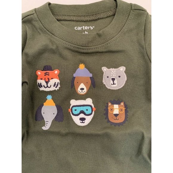 Newborn Carter's 2 Piece Pants and Shirt Animal Outdoor Theme Joggers - Picture 4 of 11